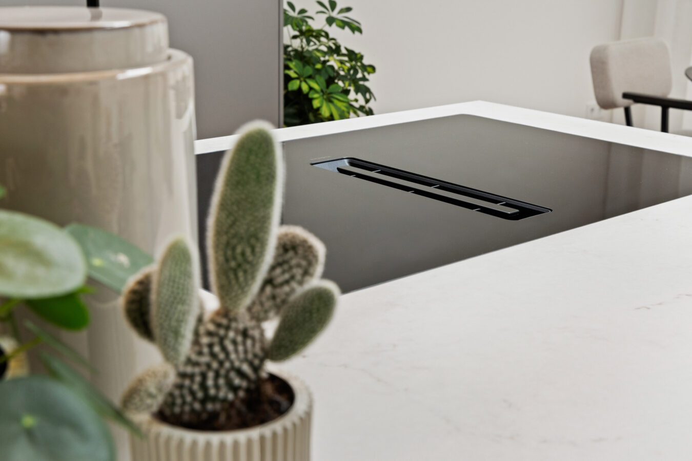 Familie Drummen inductiekookplaat met afzuiging