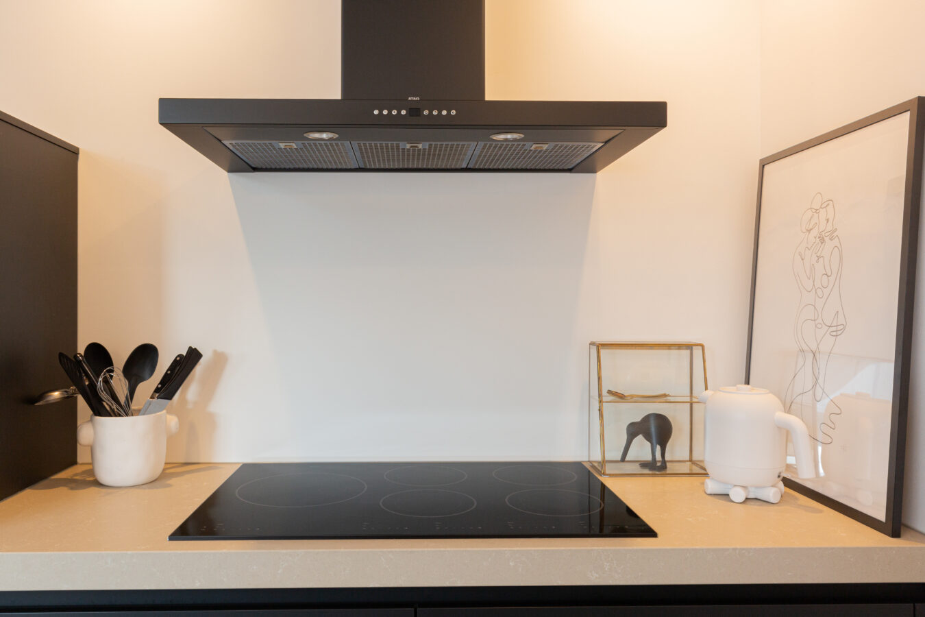 Familie de Muinck - Janssen inductiekookplaat en zwarte afzuigkap